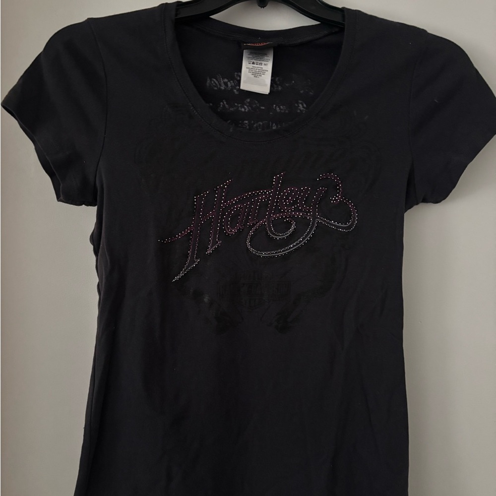 Harley-Davidson Black Tee with Embellished Logo